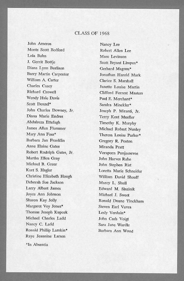 1968 Graduation Program page 3
